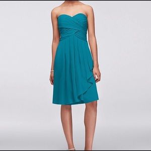 David’s Bridal Chiffon Dress Front Cascade Gem